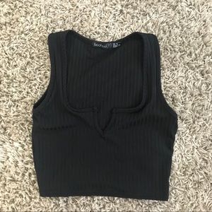 Black ribbed crop top